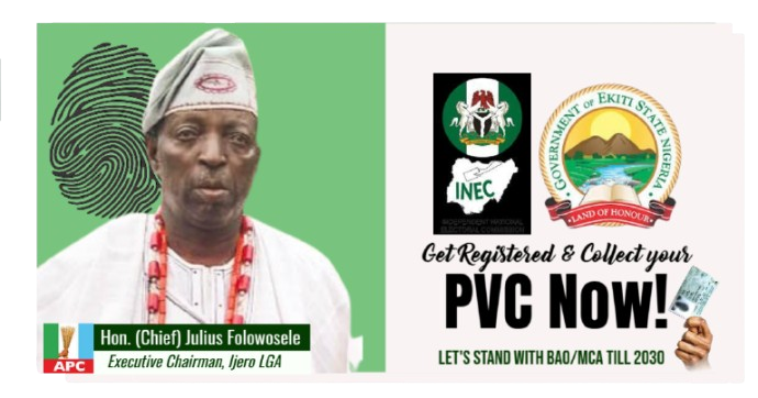 LG Chairman, Folowosele urges Ijero residents to participate in INEC CVR