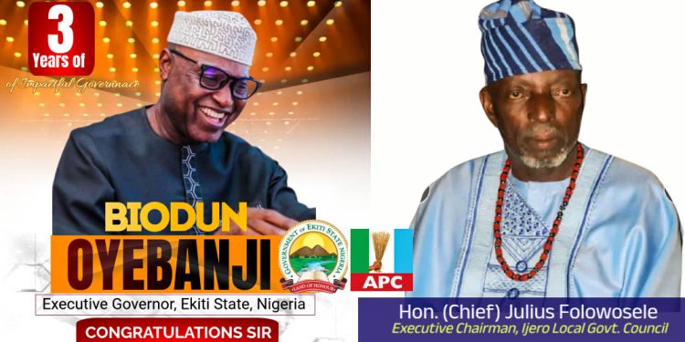 3rd Anniversary: Ijero Council Boss, Folowosele Congratulates Governor Oyebanji applauds Achievements