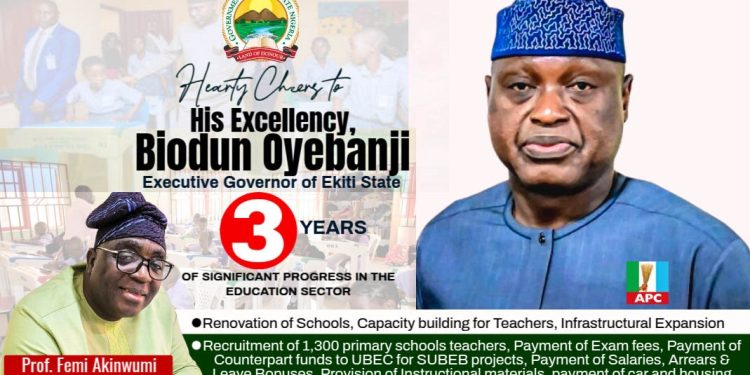 Ekiti SUBEB Boss, Akinwumi Congratulates Oyebanji on 3rd Anniversary, says Initiatives Impactful